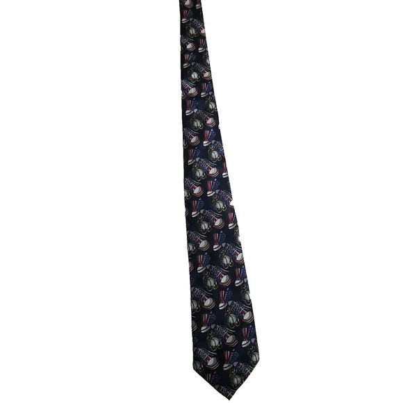 Vintage Designs By A. Rogers Men's American Baseball Patriotic Navy Neck Tie - Picture 1 of 4